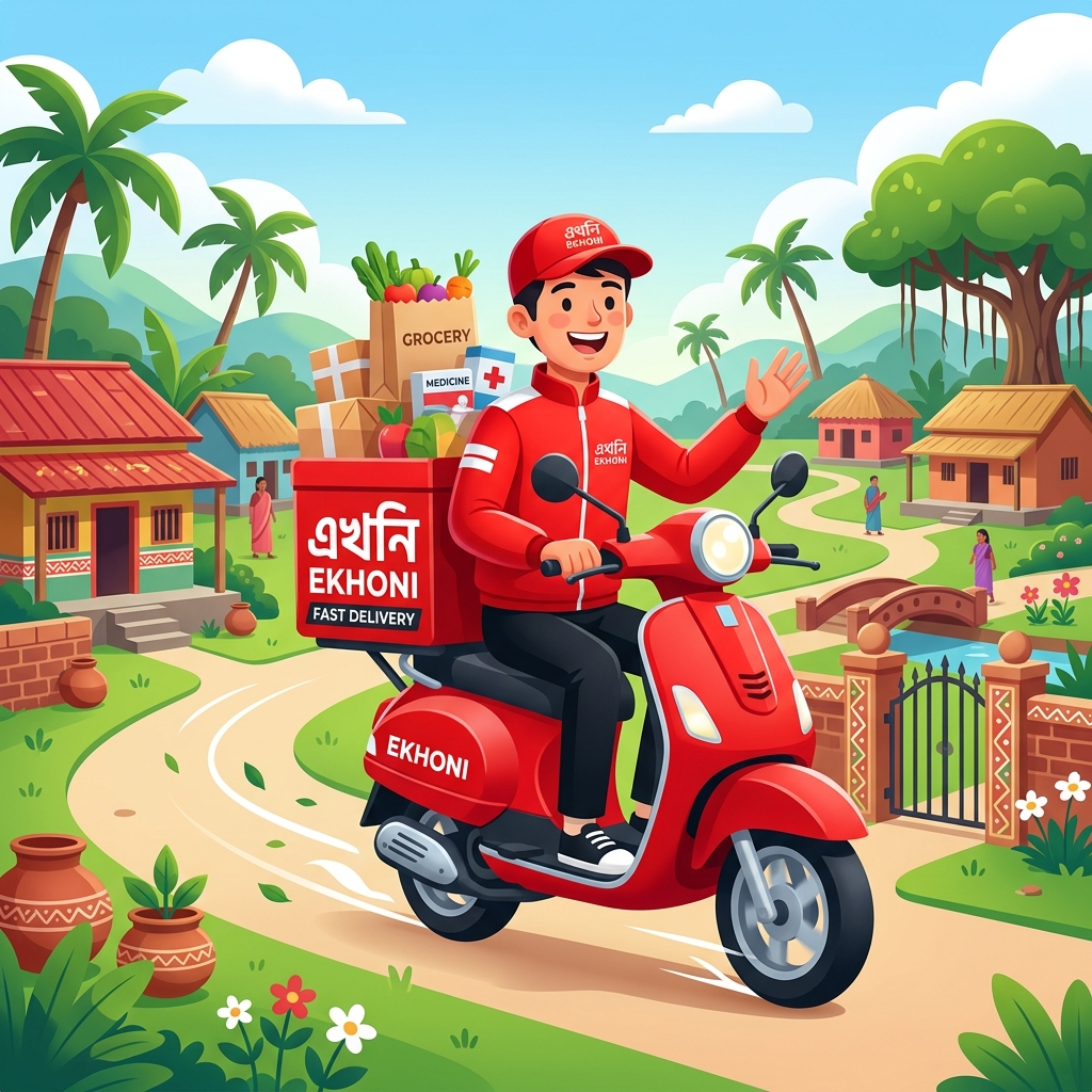 ekhoni. Delivery Boy in Village